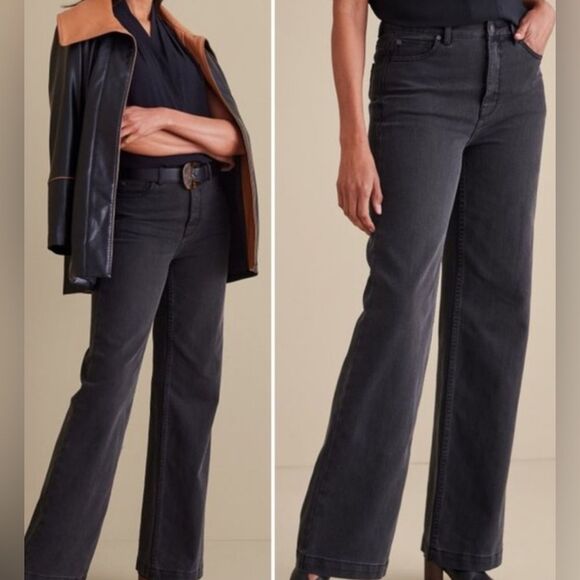 Soft Surroundings Ultimate Denim Wide Leg Jeans in Moonstone Wash, size 12 - Picture 8 of 8